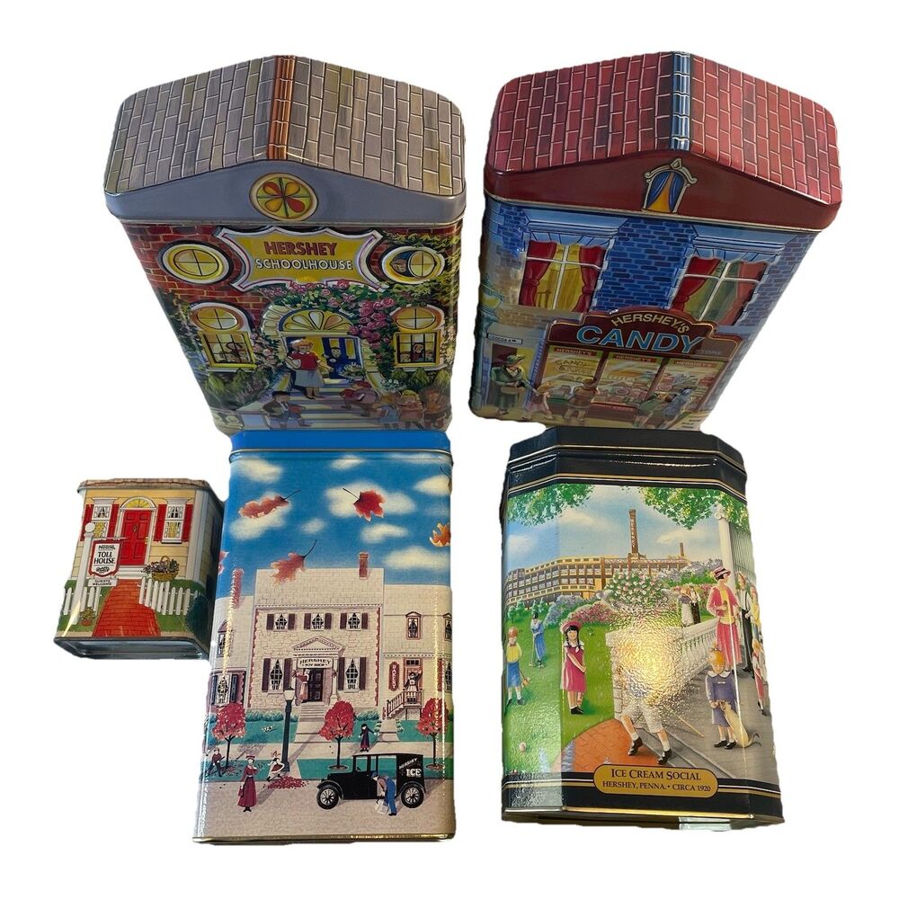 Nestle Toll House Hershey’s Metal Decorative Tin Lot Vintage Hometown Series